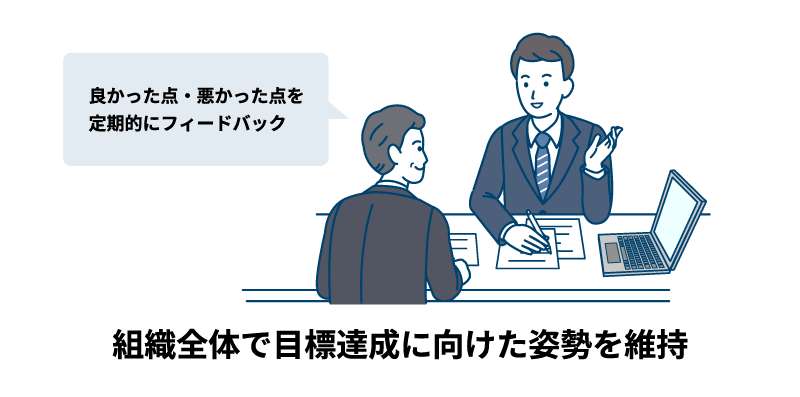  定期的にフィードバックを行い、組織全体で目標達成に向けた姿勢を維持