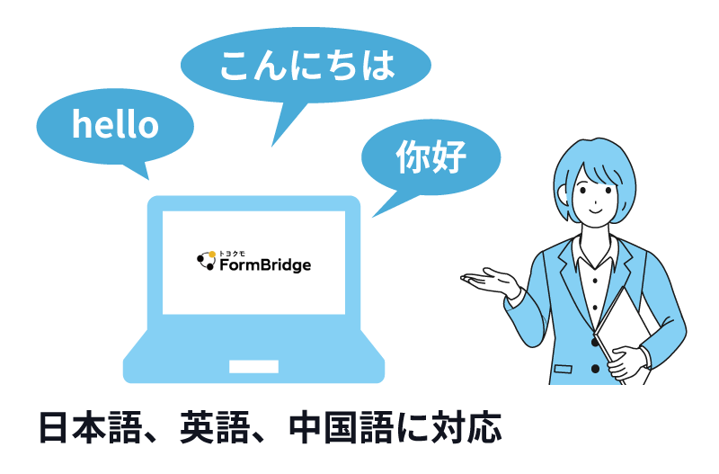 フォームブリッジは日本語、英語、中国語に対応