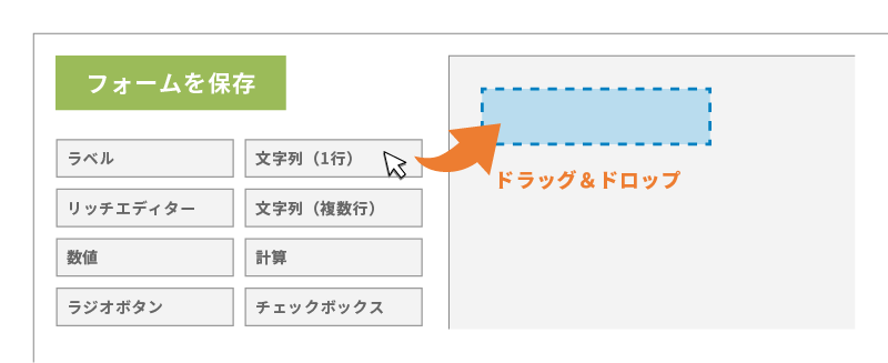 ドラッグ＆ドロップでフィールドを並べ、アプリを作成